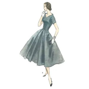 1950s Pattern, Vogue Design Flared Dress - Bust 32" (81.3cm)
