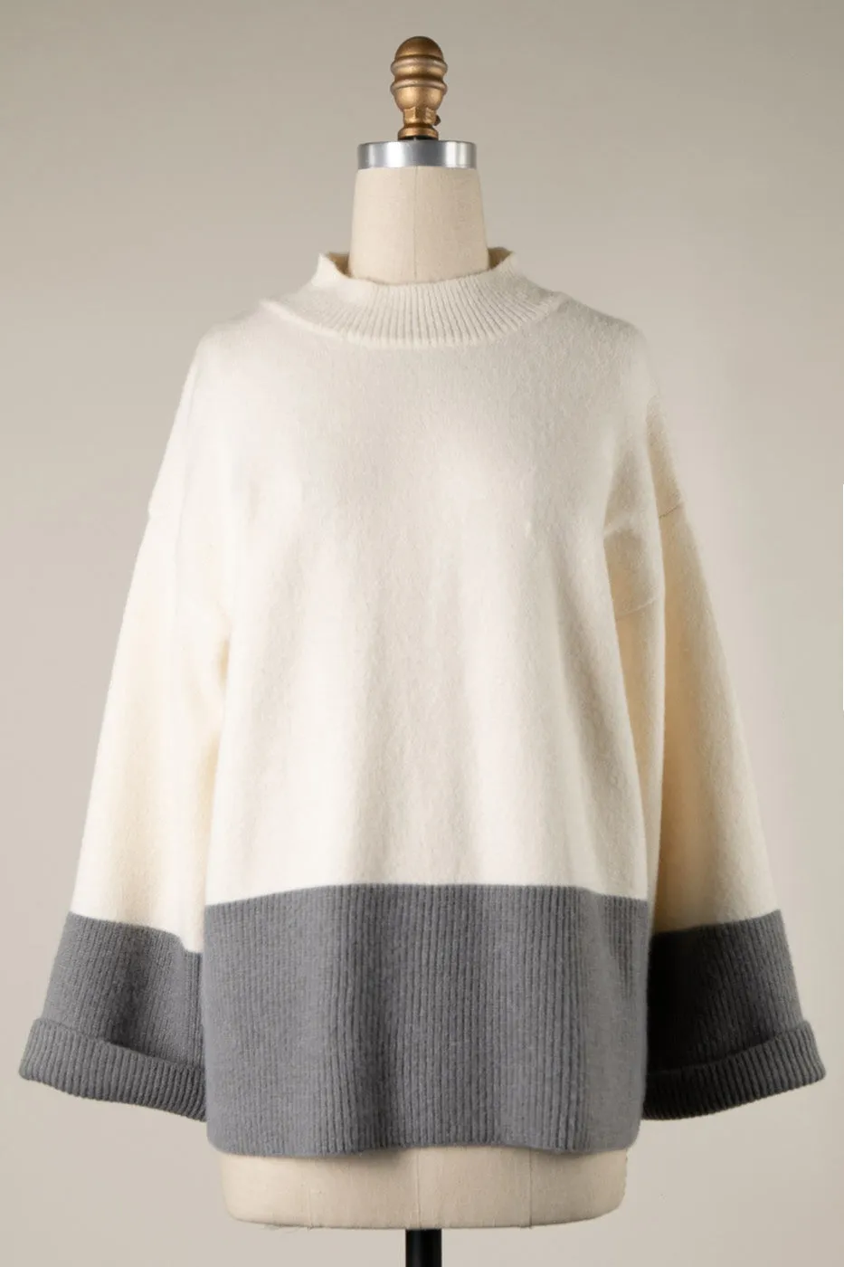 BELL SLEEVE COLOR BLOCK KNIT SWEATER 1 PACK
