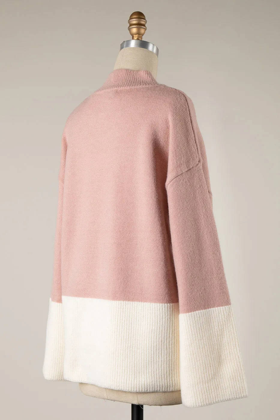 BELL SLEEVE COLOR BLOCK KNIT SWEATER 1 PACK
