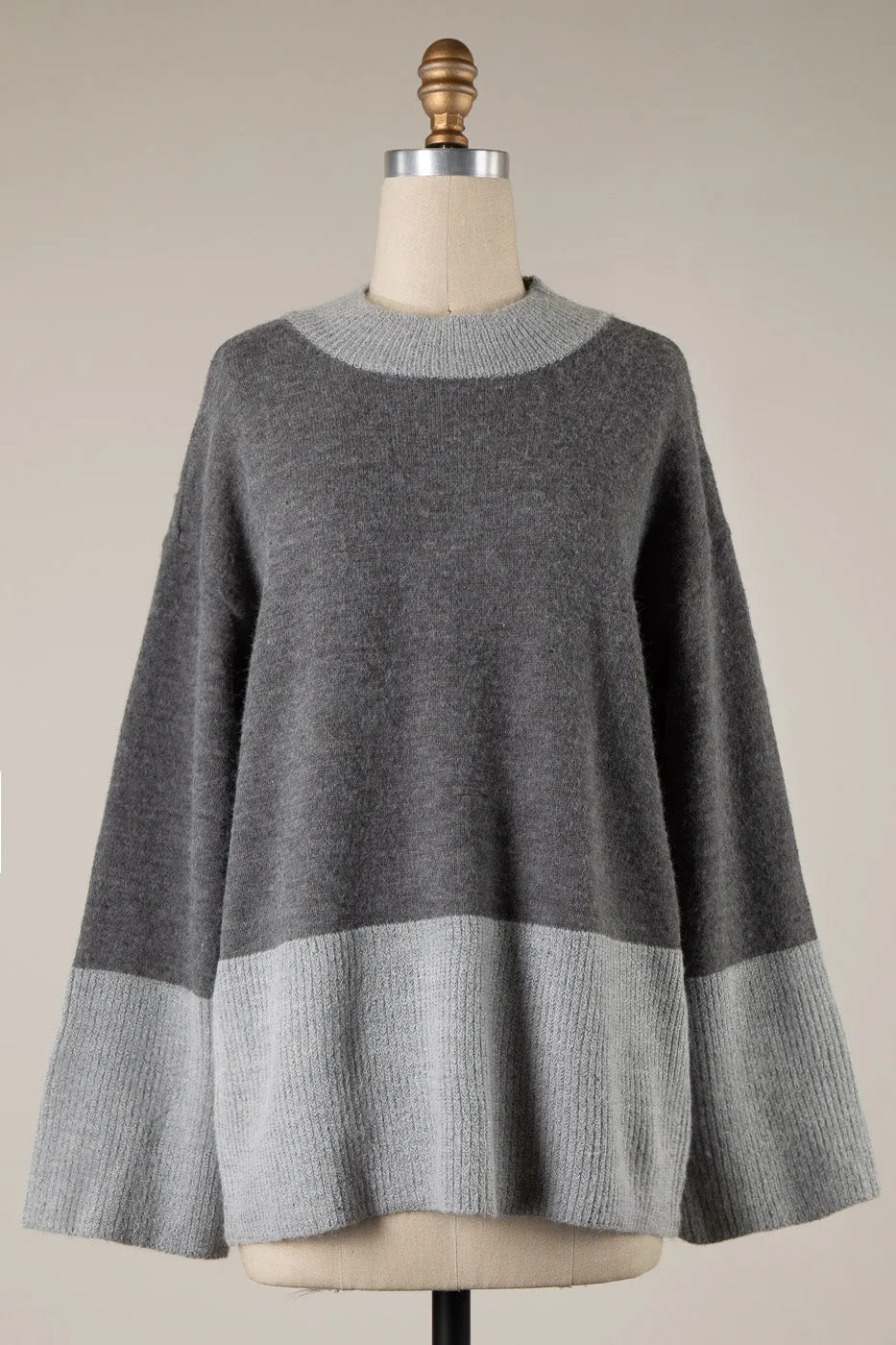BELL SLEEVE COLOR BLOCK KNIT SWEATER 1 PACK