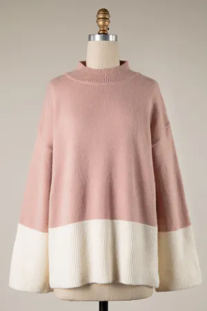BELL SLEEVE COLOR BLOCK KNIT SWEATER 1 PACK