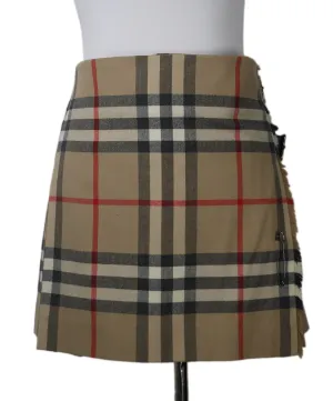 Burberry Beige Plaid Mini Skirt sz 10