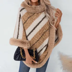 Celeste Striped Faux Fur Cape