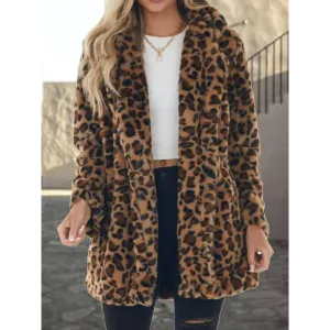 Chic Leopard Collared Neck Coat in Timeless Luxury Fashion for Women