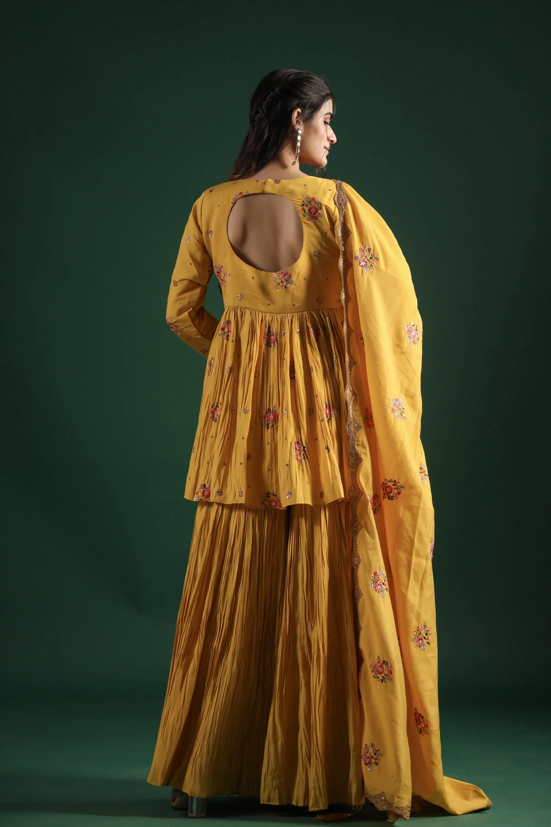 Golden Yellow Chanderi Silk Sharara Set