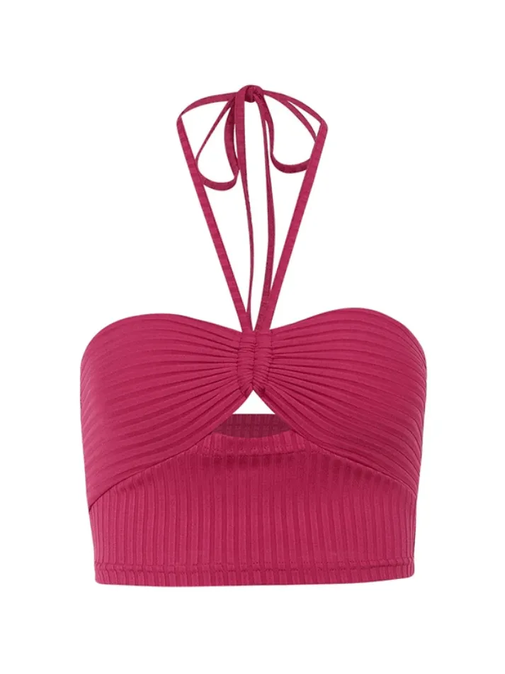 Halter Cutout Cropped Tank Top