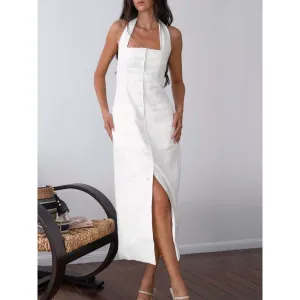 Halter Neck Backless Long Dress