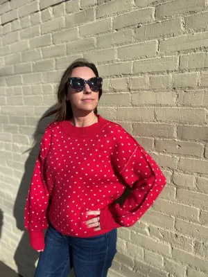Heart Pattern Exposed Seam Sweater