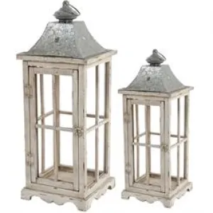 Lantern Cape Cod Beach Wood & Galvanized Steel 18"