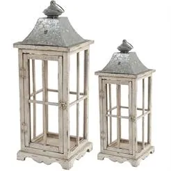 Lantern Cape Cod Beach Wood & Galvanized Steel 18"
