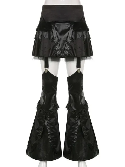 Leather Bandage Buckle Skirt