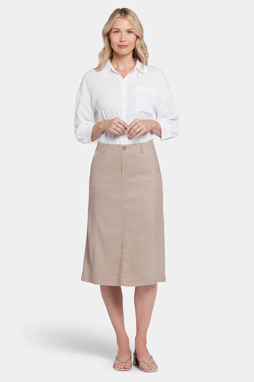 Marilyn A-Line Skirt Brown Stretch Linen | Saddlewood