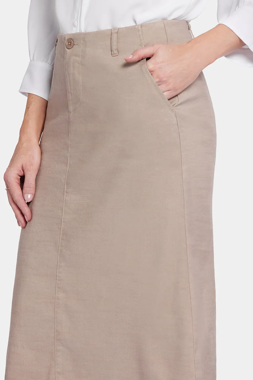 Marilyn A-Line Skirt Brown Stretch Linen | Saddlewood