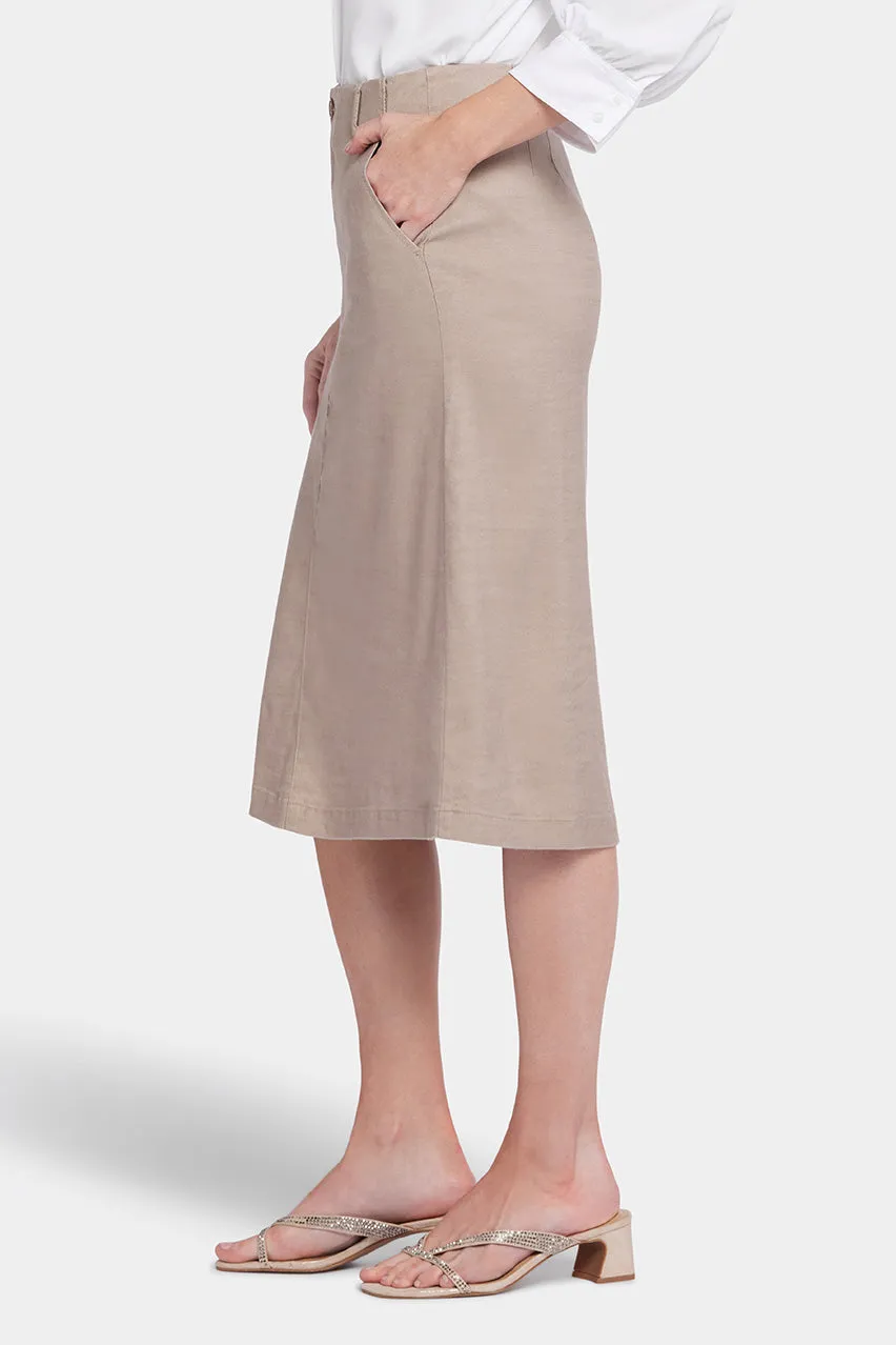 Marilyn A-Line Skirt Brown Stretch Linen | Saddlewood