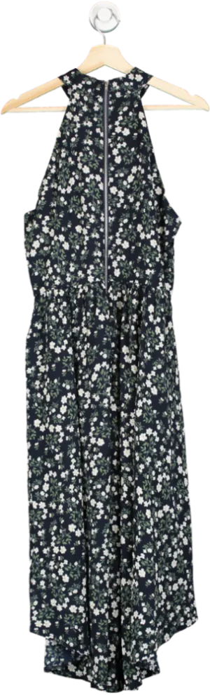 Mela London Navy Blue Halter Neck Floral Midi Dress UK 12