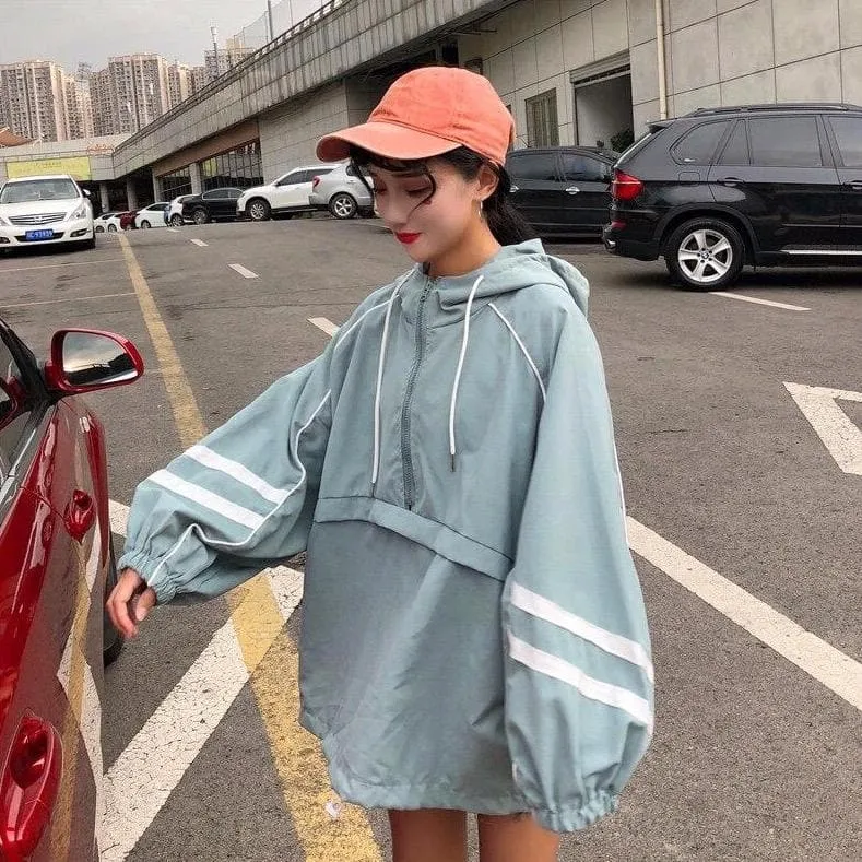Oversized Windbreaker With Hood