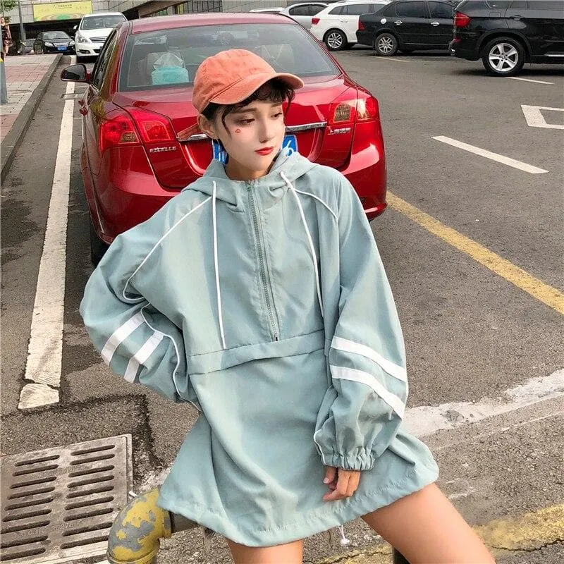 Oversized Windbreaker With Hood