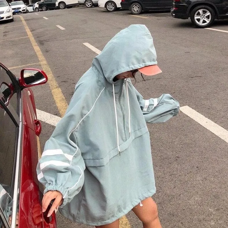 Oversized Windbreaker With Hood
