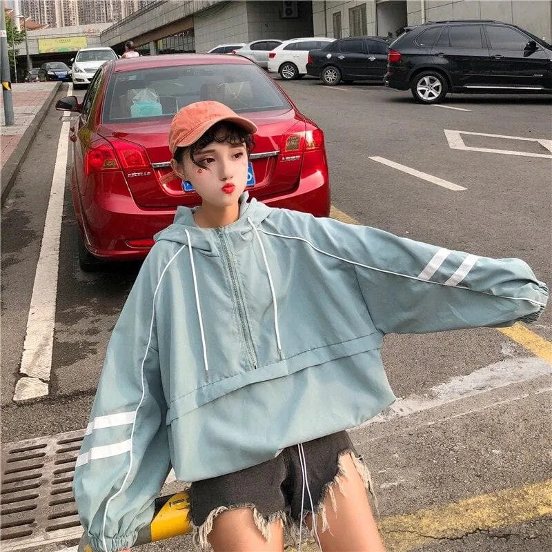 Oversized Windbreaker With Hood