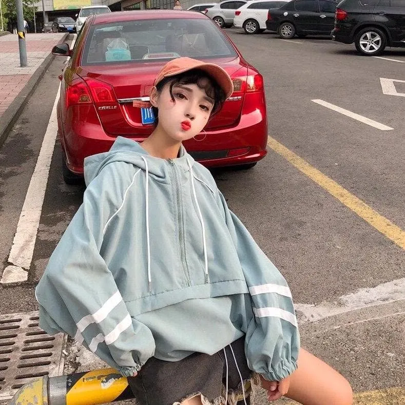 Oversized Windbreaker With Hood