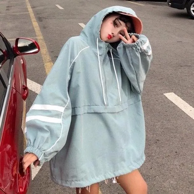 Oversized Windbreaker With Hood