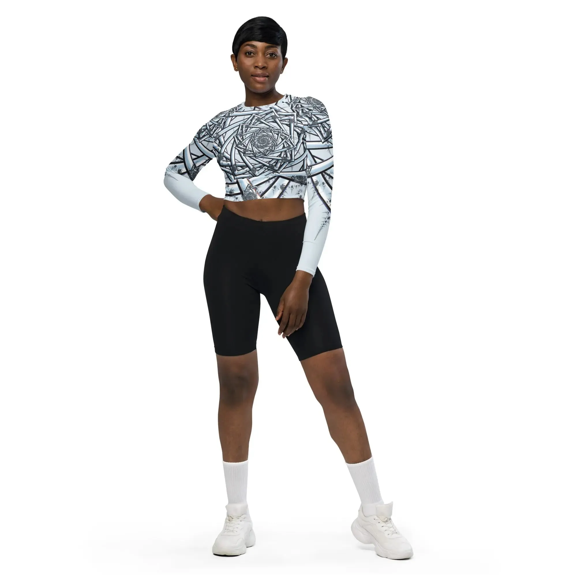 "Topological Rose" Collection - Recycled Long Sleeve Crop Top