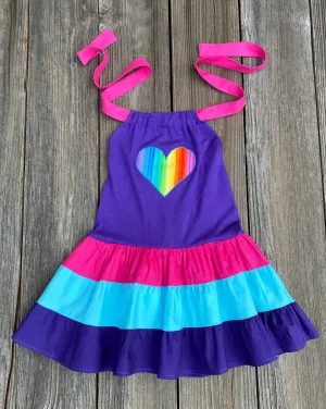 Rainbow Heart Twirl Dress