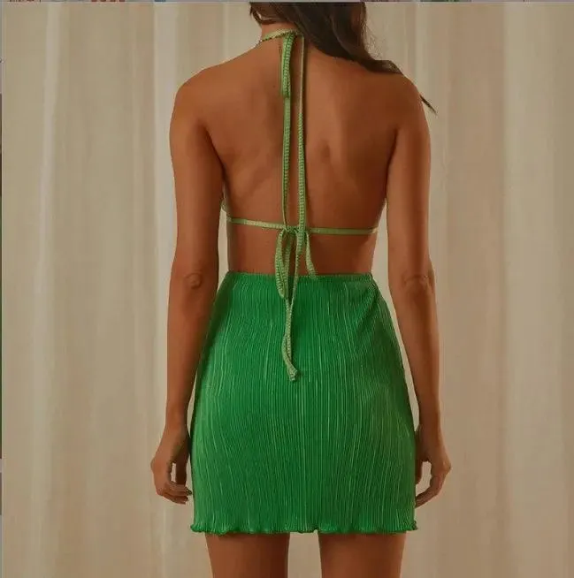 Ribbed Halter Mini Dress