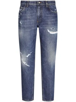 RIPPED STRAIGHT-LEG JEANS