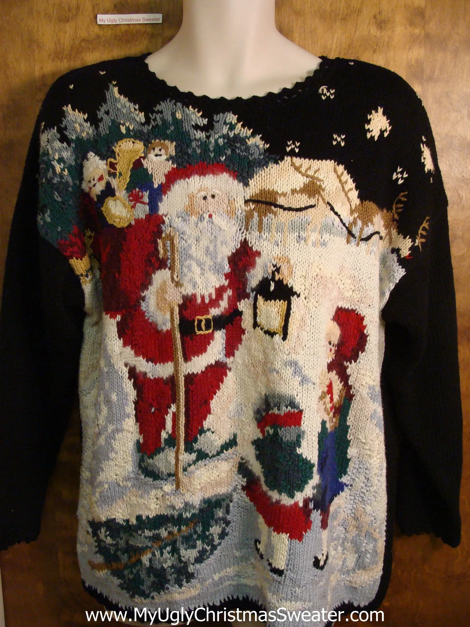 Santa with Some Children 80s Novelty Funny Christmas Sweater