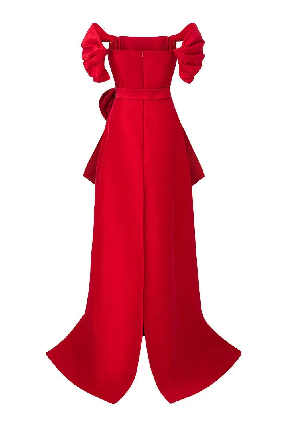 Sophia Peplum Off-Shoulder Taffeta Floor Length Dress