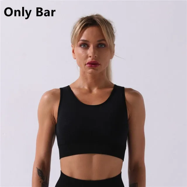 Trendy Seamless Yoga Long Sleeve Crop Top And Leggings Set